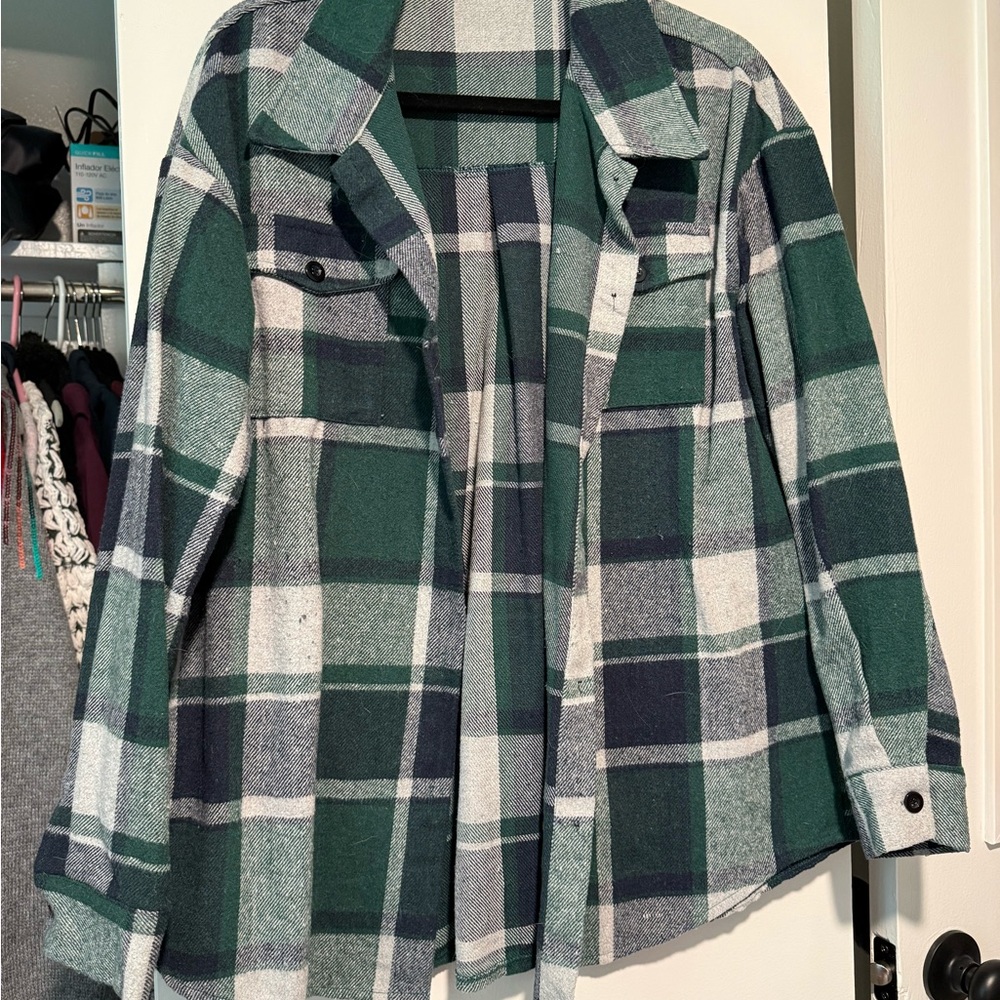 Plaid Green and Blue Women's Jacket